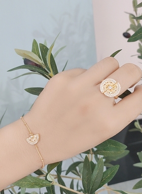 小众甜美风水果闪钻戒指手链耳环