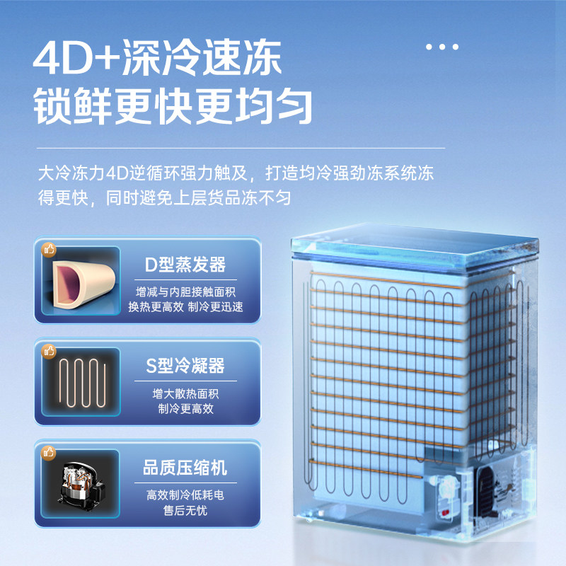 澳柯玛BC/BD-100H家用小冰柜全冷冻冷藏两用卧式一级减霜冷柜冰箱