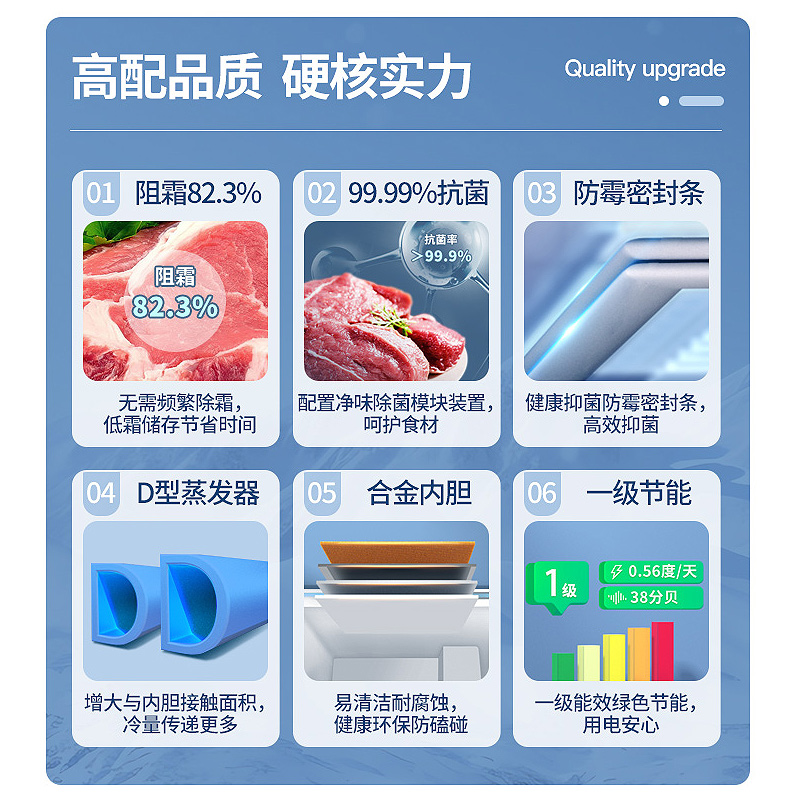 澳柯玛 BC/BD-202NE升家用卧式冰柜一级节能冷藏冷冻单温减霜冷柜 - 图0