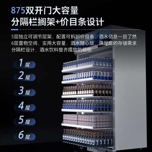 澳柯玛冷藏展示柜冰箱饮料保鲜柜双开门三风冷无霜啤酒柜商用立式 - 图1