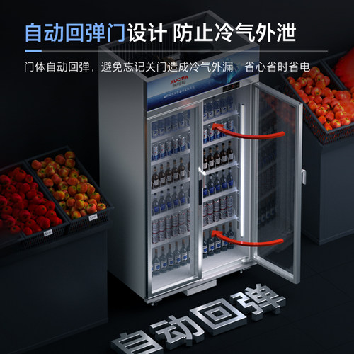 澳柯玛冷藏展示柜冰箱饮料保鲜柜双开门三风冷无霜啤酒柜商用立式 - 图3
