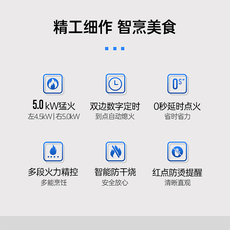 澳柯玛大火力燃气灶防干烧5.0KW猛火双灶台嵌两用一级能效3D201B - 图1