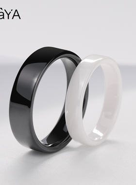飒雅黑白陶瓷情侣戒指简约经典