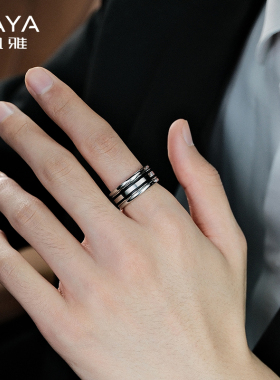 飒雅男士钨金高级感戒指