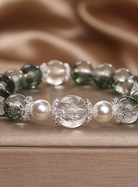 新款绿幽灵水晶手链女轻奢小众