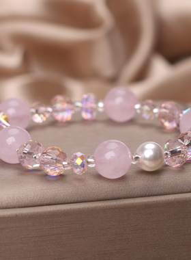天然粉水晶手链女款轻奢小众精致