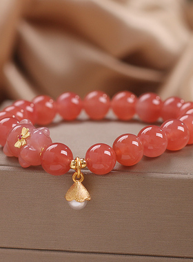 女天然盐源玛瑙小众设计小熊