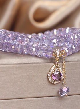 时尚紫水晶算盘珠双圈手链女款