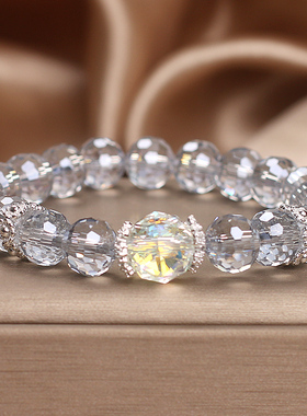 新款奥地利爆闪灰水晶手链女
