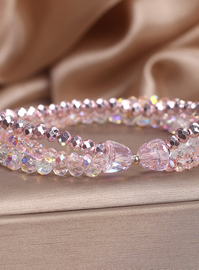 高级感多层叠戴水晶手链女