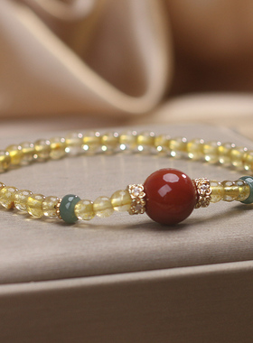 天然黄水晶手链女款轻奢