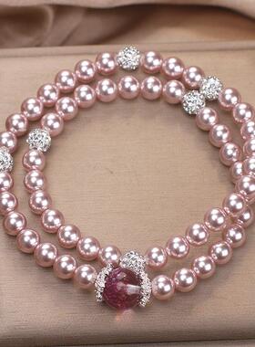 轻奢钻珠气质多层叠戴珍珠手链女