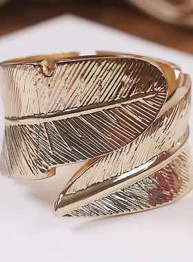 欧美夸张女树叶时尚百搭袖口手镯