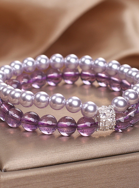 天然紫水晶手链女款轻奢小众精致