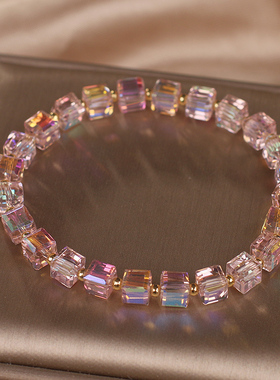 超闪！白色方糖水晶手链