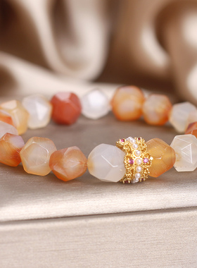 天然红玛瑙手链女款轻奢小众精致