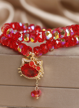 红色水晶HelloKitty手链