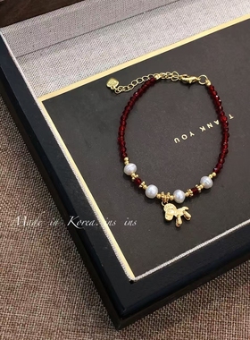 小红书同款红绳手链女新款新中式本命新年红色尖晶石手绳