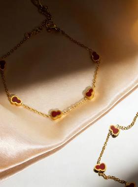 时尚复古圆形珍珠不锈钢白色贝母葫芦链条配饰手链项链饰品