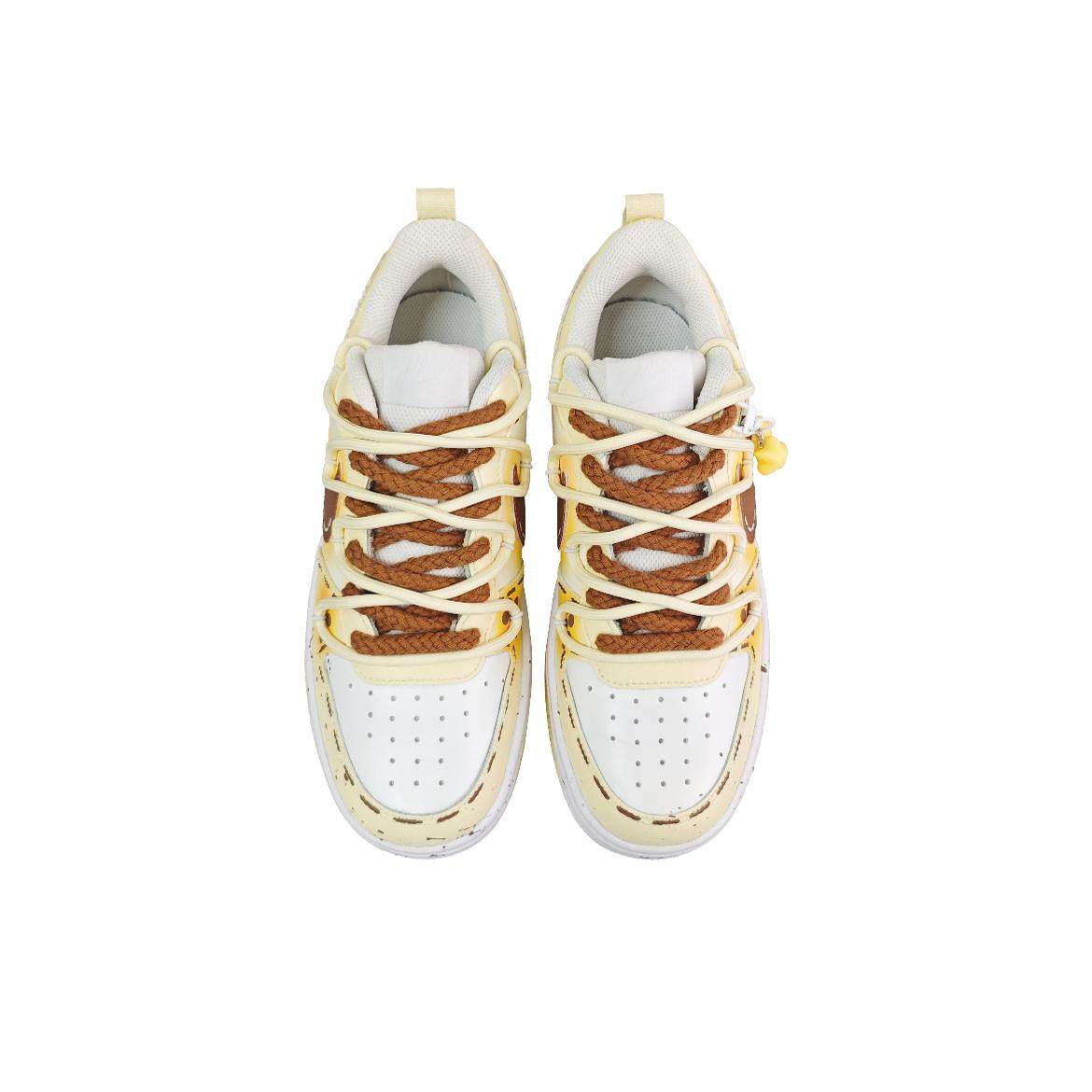 球鞋定制 NIKE/耐克 Court Borough黄油小熊 黄白清新女低帮板鞋 - 图2