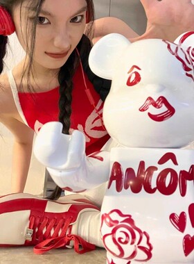 兰蔻×暴力熊联名摆件爱心积木熊