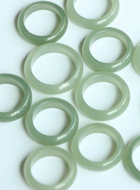 天然新疆和田玉且末蓝且末料高冰晴水戒指指环戒圈文玩尾戒配饰