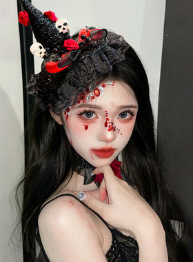 万圣节哥特女巫骷髅玫瑰发箍