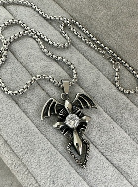 韩版项链男女翅膀十字架毛衣链