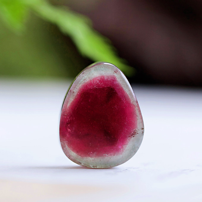 碧雅双色西瓜碧玺裸石红绿锁骨吊坠 碧雅项坠/吊坠