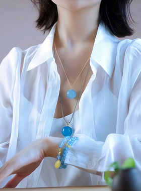 女款仙系宝石海蓝宝女友生日礼物