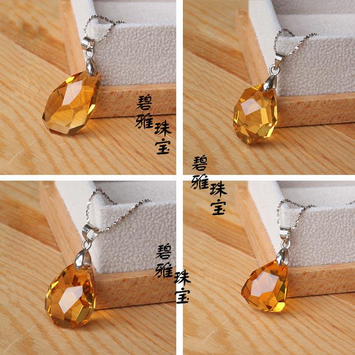 碧雅天然黄水晶正品原石切面送裸石 碧雅项坠/吊坠