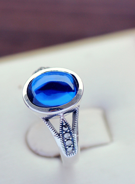 复古民族风镶嵌饰品银戒指