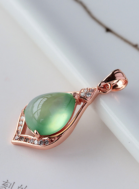 葡萄石吊坠电镀玫瑰金绿色送礼
