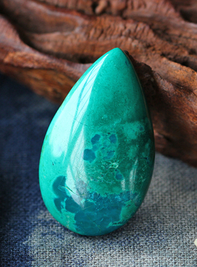 碧雅风景石蓝绿色水滴状复古吊坠
