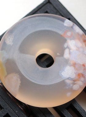 樱花玛瑙平安扣水晶一物一图吊坠