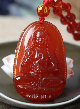 守护神红玛瑙牛年本命佛情侣吊坠