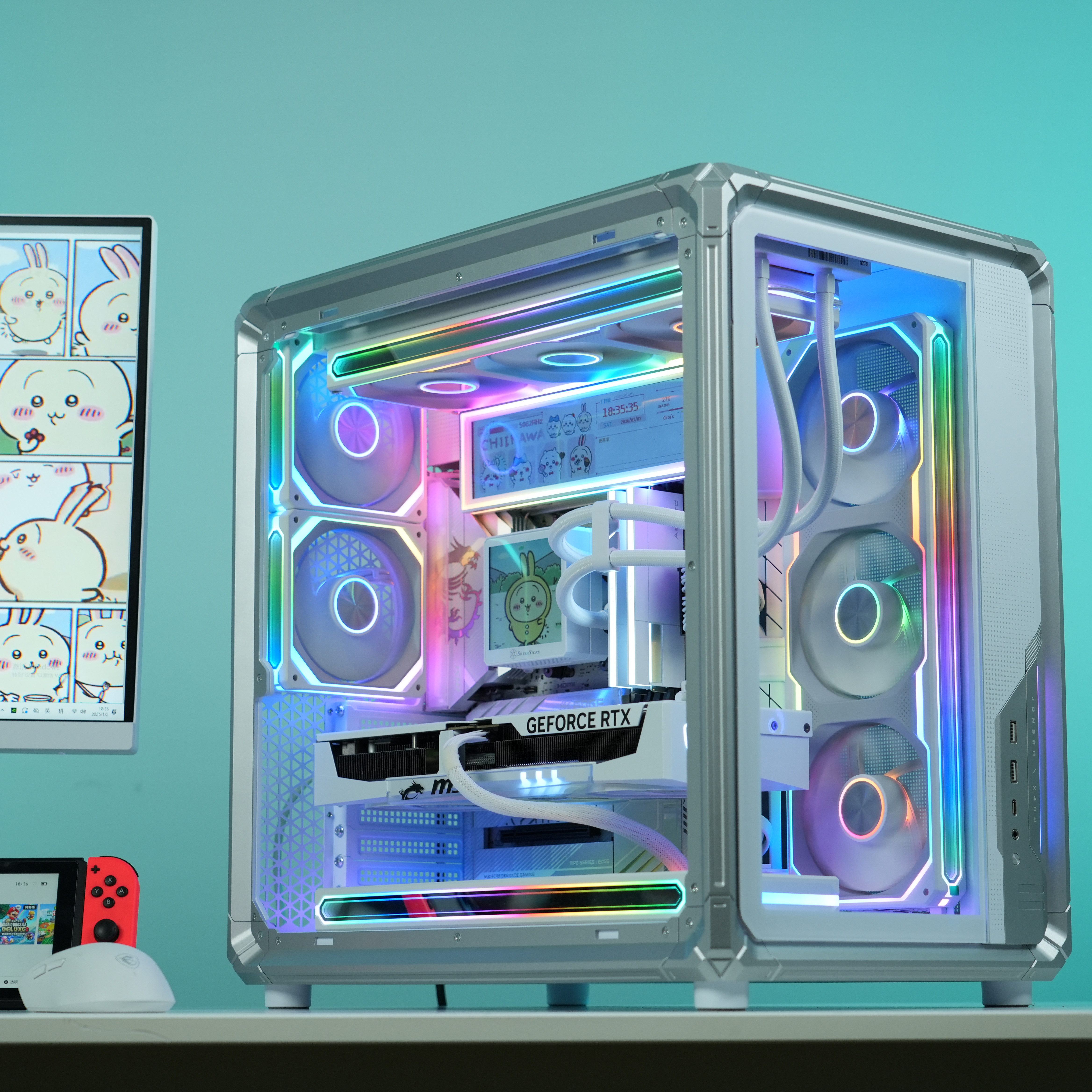 MSI微星乔思伯X400海景房台式机DIY电脑主机9800X3D/9850X3D/5070/5080全家桶显卡整机FPS三角洲DIY组装机,淘宝优惠券,粉丝福利购,淘宝优惠卷