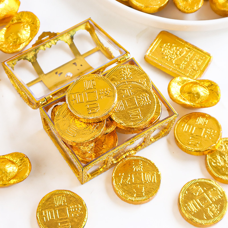 蛋糕装饰金币元宝花生金条巧克力祝寿婚庆生日甜品台烘焙商用5斤,淘宝优惠券,粉丝福利购,淘宝优惠卷