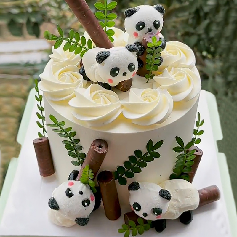 熊猫蛋糕装饰摆件手指饼干棒围边巧克力棒儿童生日甜品插件网红