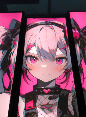 光武力·初音未来电竞房发光板动漫二次元挂画粉色miku装饰壁灯