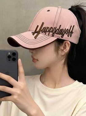 扎高马尾棒球帽子女2026新款宽帽檐户外运动遮阳显脸小空顶鸭舌帽