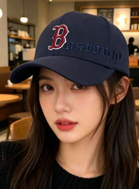 加大加深硬顶棒球帽男女款韩版立体刺绣B字母百搭显脸小鸭舌帽男