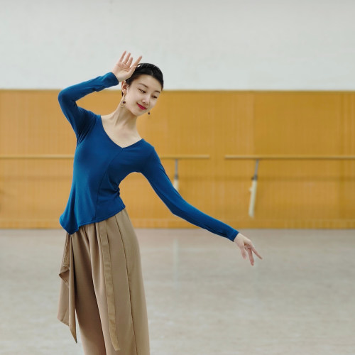 现代舞春夏舞蹈练功服上衣古典舞专业形体训练飘逸长袖服装女艺考 - 图2