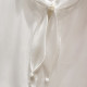 2025 ໃໝ່ 2025 ແບບຝຣັ່ງກະທັດຮັດຄໍ V-neck organza splicing beading ສີແຂງ pullover ເສື້ອ chiffon ແຂນສັ້ນ summer
