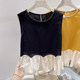 2026 ຮູບແບບໃຫມ່ຂອງເກົາຫຼີ Slim Round Neck Beaded Hem Doll Spliced Sleeveless Top Women Summer Style Thin