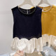 2026 ຮູບແບບໃຫມ່ຂອງເກົາຫຼີ Slim Round Neck Beaded Hem Doll Spliced Sleeveless Top Women Summer Style Thin