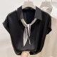 2025 ຮູບແບບໃຫມ່ຂອງຝຣັ່ງ temperament slim lapel silk scarf ແຂງສີ pullover ເສື້ອ chiffon ແຂນສັ້ນສໍາລັບແມ່ຍິງ summer