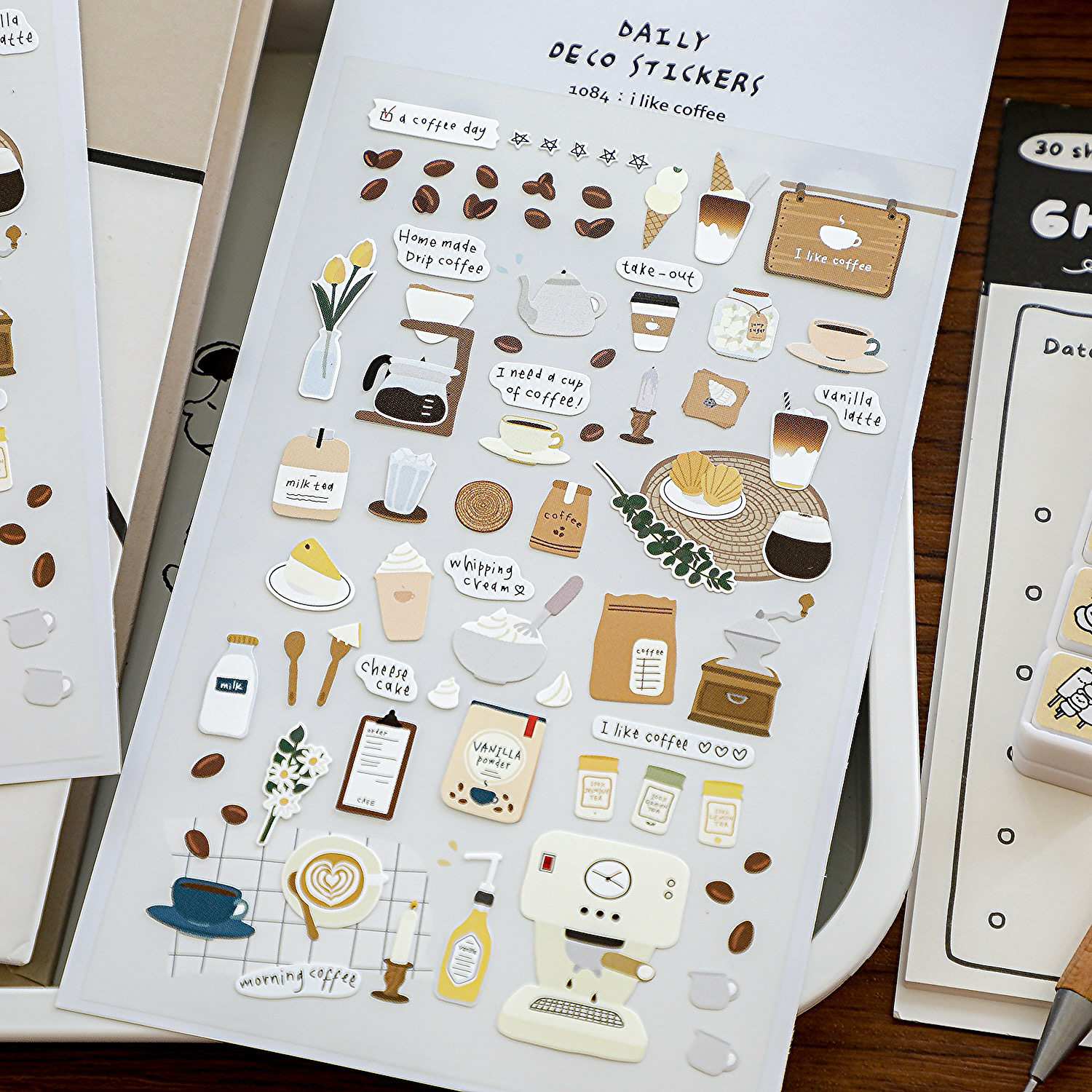 韩国suatelier贴纸我爱咖啡手帐素材ins风高颜值手账手机装饰贴画,淘宝优惠券,粉丝福利购,淘宝优惠卷