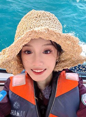 花儿与少年张雅琪同款花边蝴蝶结草帽女度假海边沙滩防晒帽遮阳帽