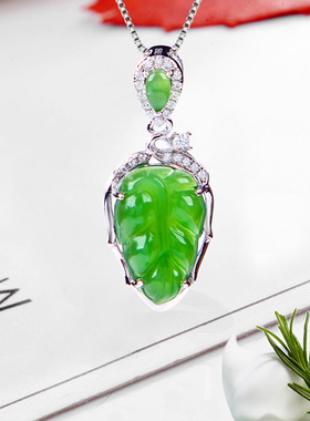 925银项链女款饰品纯银首饰和田碧玉吊坠配饰 TR057